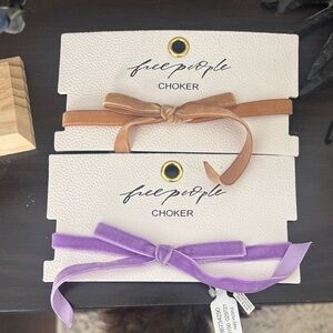 Free People Velvet Choker Set - Lavender and Camel